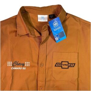 GM Chevy Camaro SS Men's Short Sleeve Graphic Print Button Work Shirt NWT